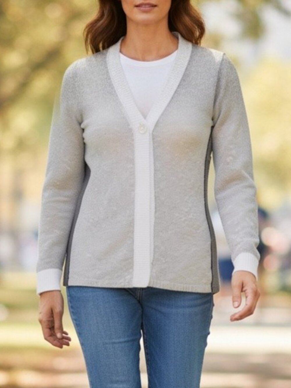 Curio of New York Linen Blend Knitted Long Sleeve Cardigan